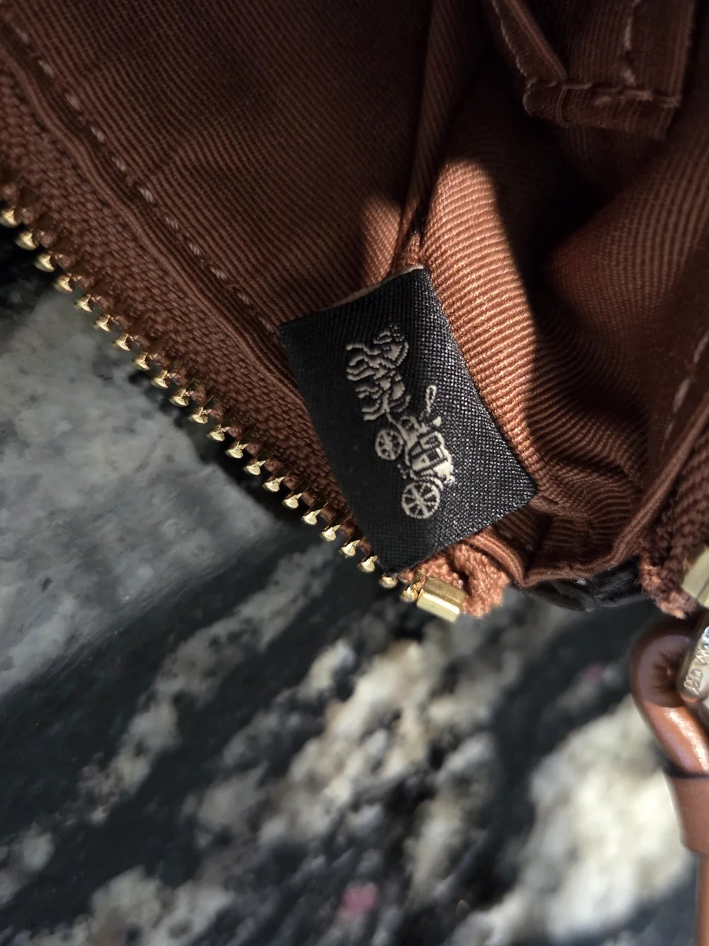 Coach Signature Canvas Zip Wristlet in Brown